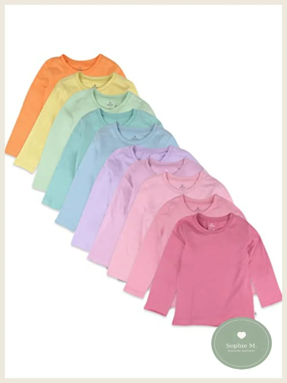 10 Pack Baby Toddler Long Sleeve T-Shirts 100% Organic Cotton